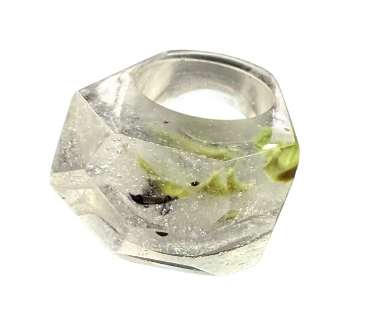 Anillo Transparente Verde Negro