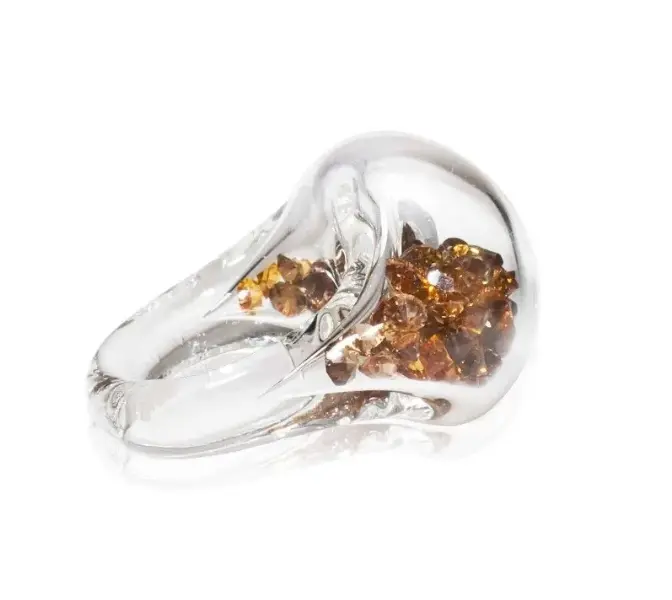 Anillo Disco Piedras Café