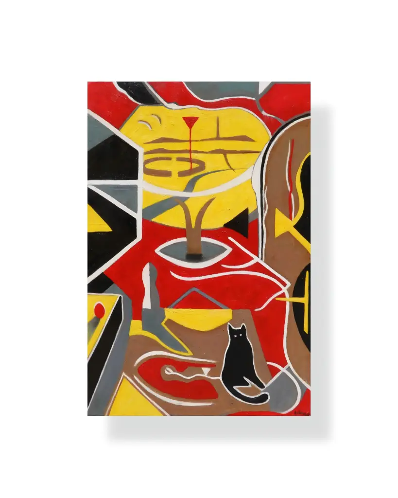 Pintura - "Veranda Con Gato Negro"